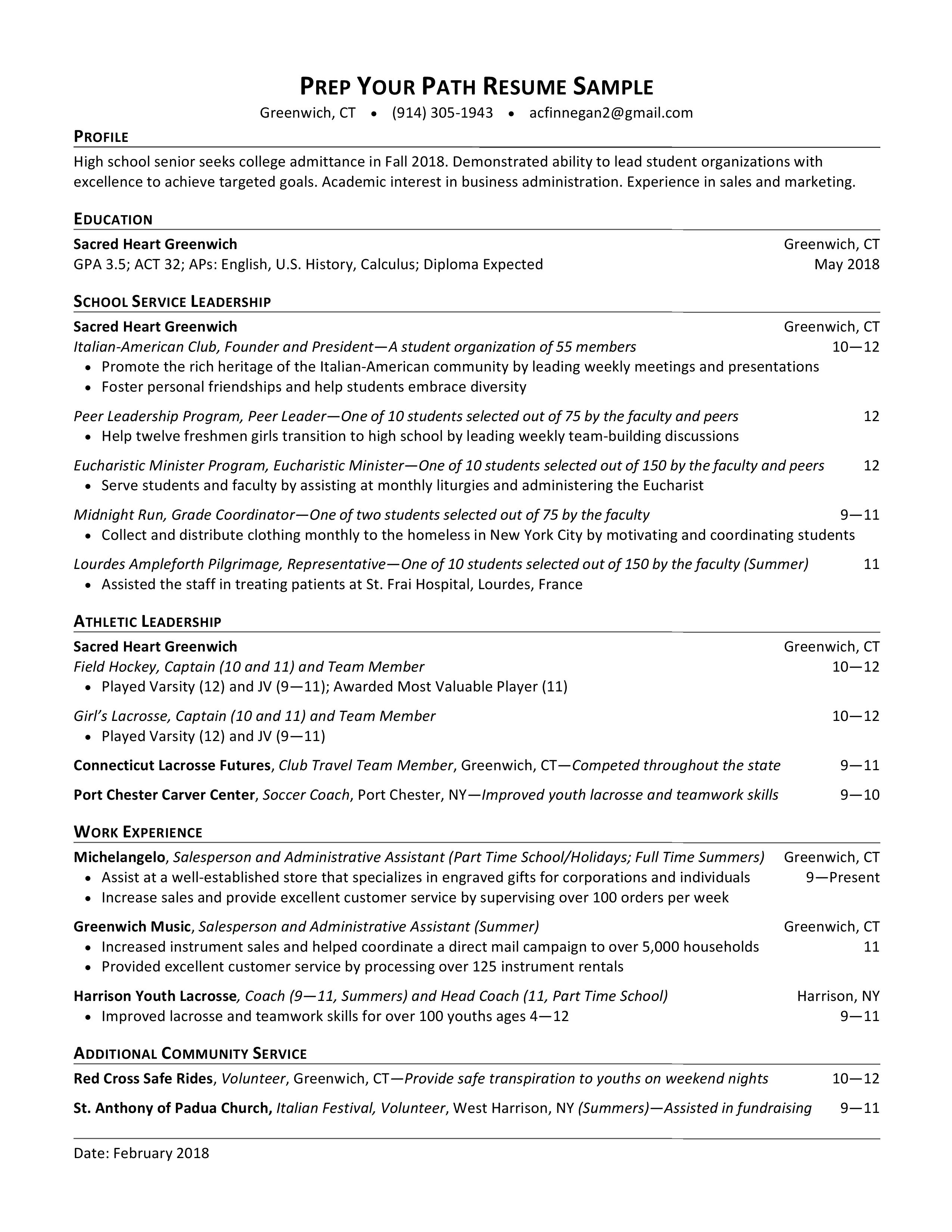 High School Resume - After